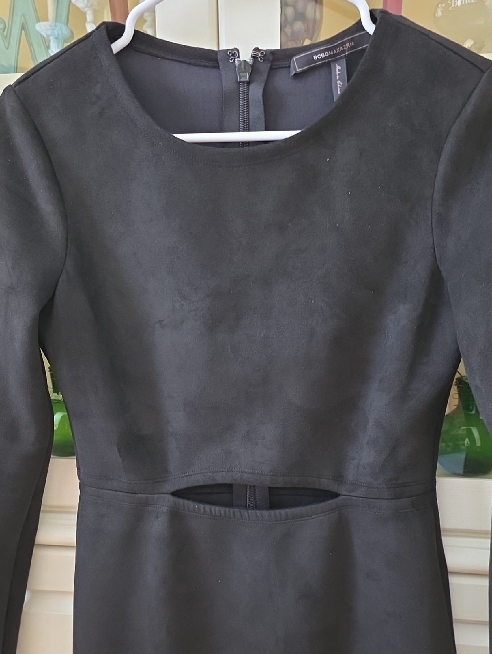BCBGMAXAZRIA Black Long-Sleeve Cutout Sheath Dress
